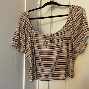 PLUS SIZE striped cropped tee shirt
